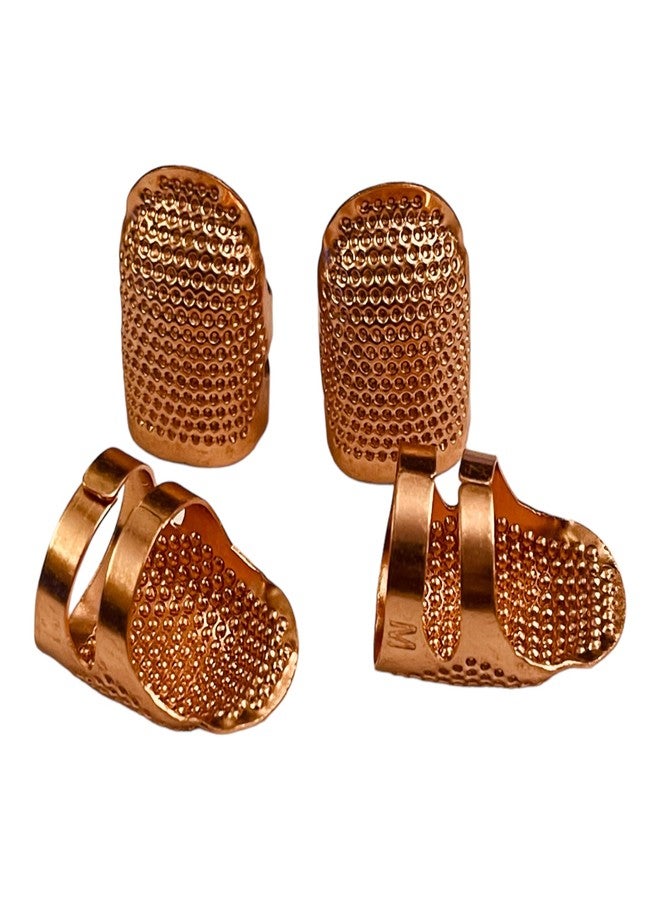 Moira Pack of 4 Adjustable Brass Finger Protector Thimble for Sewing Embroidery Needlework (Copper) - Image 1